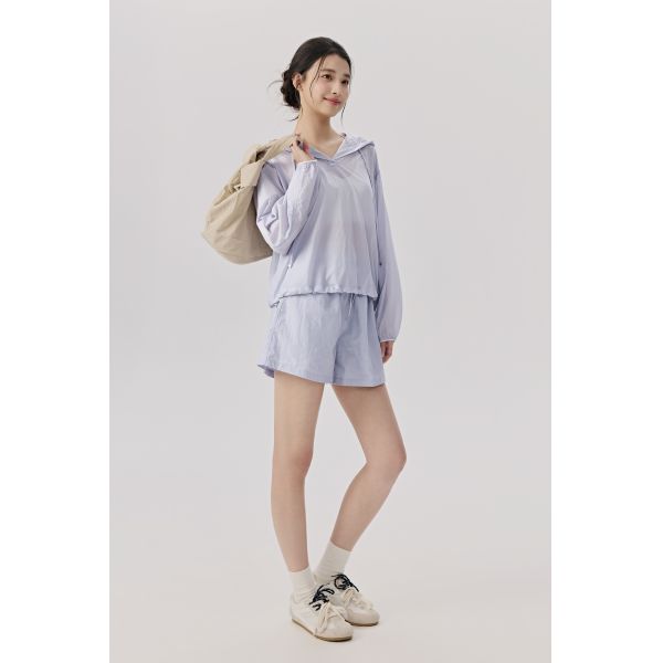 Lightweight Hooded Sun Protection Set in Soft Lavender, Breathable Quick-Dry Fabric for Casual Outdoor Activities and Daily Wear