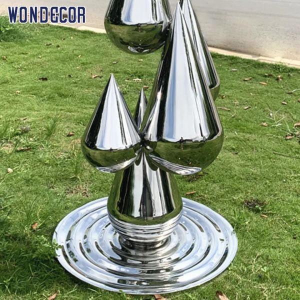 Garden Metal Decoration Abstract Raindrop Stainless Steel Sculpture