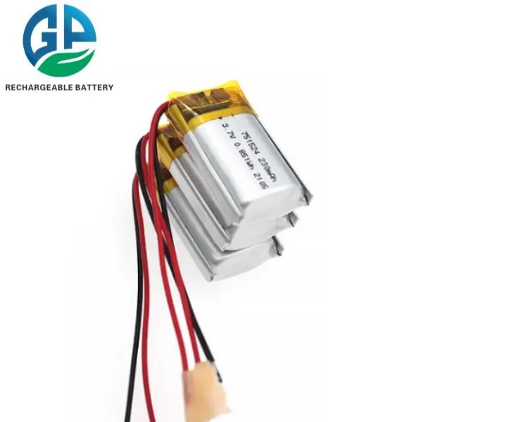3.7V 230mAh 500 Times Cycle Life Li Polymer Rechargeable Battery 751524