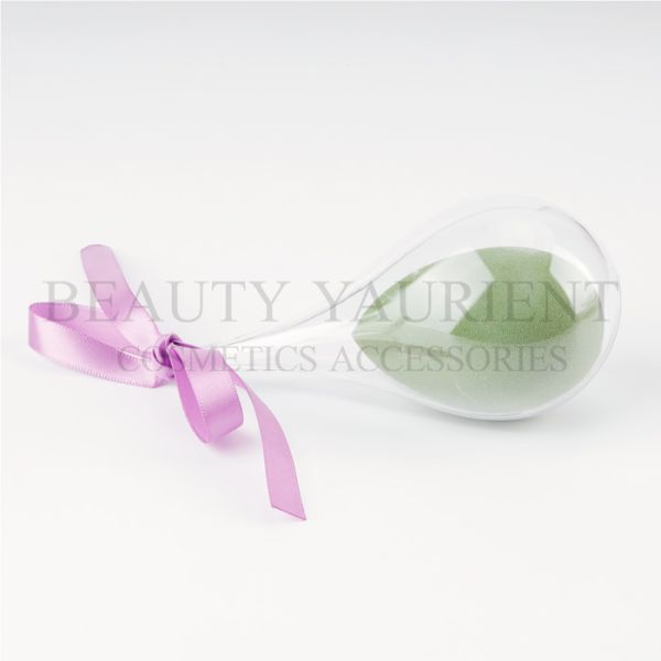 ISO9001 Green Cosmetic Powder Puff Egg Shaped Makeup Sponge Latex Free