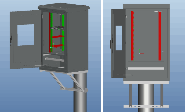 Gabinete al aire libre de acero galvanizado de UPS de la batería del recinto del soporte de poste con el aire acondicionado de DC