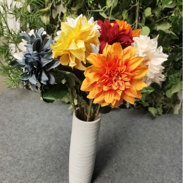 European Style 3 Heads Dahlia Artificial Flower For Home Party Wedding Silk Flower