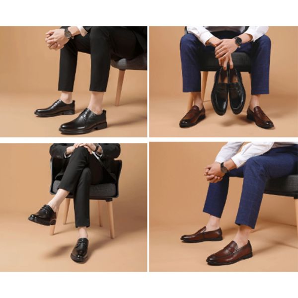 Comfortable Black Men Leather Shoes Rubber Outsole EUR 38-44 For Office & Career