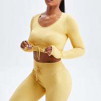 Ribbed Women's 2 Piece Workout Set Scrunch Butt Leggings With Crop Top