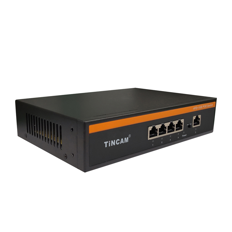 TiNCAM 5 Port Gigabit PoE Switch 4 PoE Ports 65W for IP Camera CCTV Surveillance TBC-4PS4505N