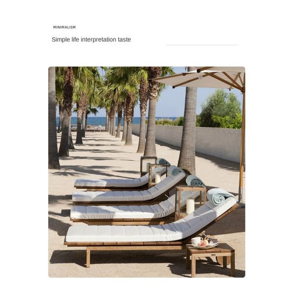 Customized Luxury Pool Teak Wood Lounge Chair With Wheels Lesiure Bed