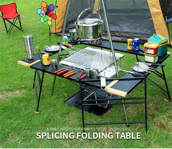 Outdoor Spliced Camping Folding Table, Outdoor Table, Card Table, Portable Grill Table, Adjustable Heights