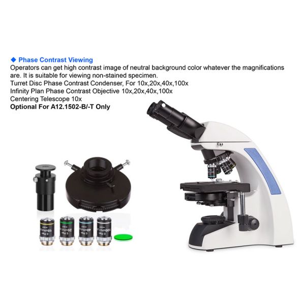 infinity Plan Achromatice Compound Optical Microscope 3W LED A12.1502 Backward Quadruple Nosepiece