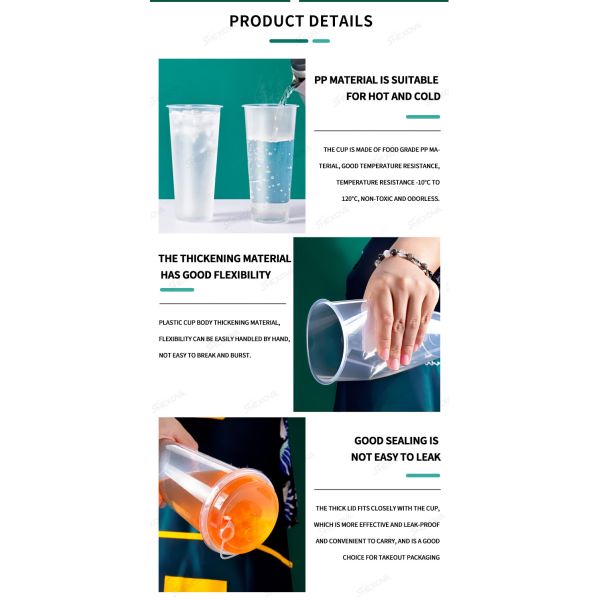 360ml 500ml 700ml Injection Plastic Beverage Cup Custom Logo Disposable Plastic Cup