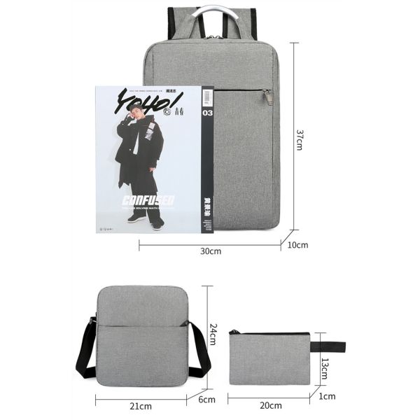 1.2 Inch Office Backpack Sets 3 In 1 Mens Fashion Backpacks Set With Usb Port