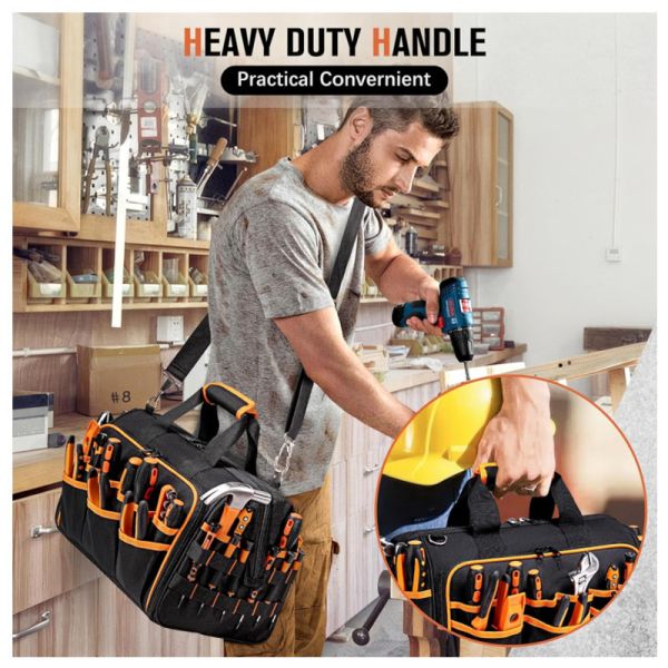 In Stock New Style 17Inch Heavy Duty Zipper Closure Thickened Wear Resistant Oxford Cloth Portable Storage Tool Bag