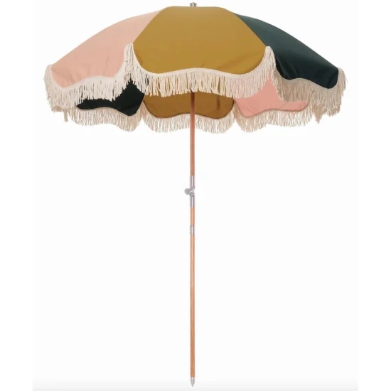 Tourist Attraction Must-Have Outdoor Tassel Beach Umbrella with Umbrellas Base