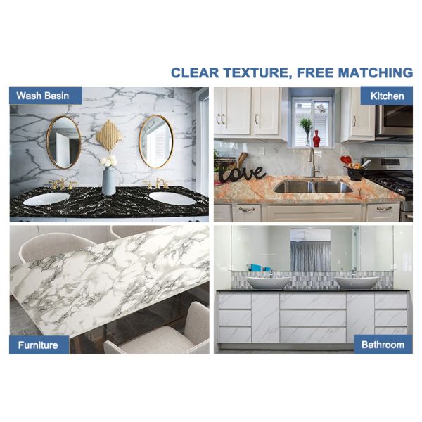 Decorative Marble PVC Film Waterproof Moistureproof Surface Wrap 850mm-1400mm Width
