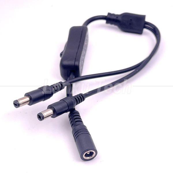 12v Splitter 1 féminin à 2 mâles prise CC 5,5x2,1 mm sur et hors câble de câble de commutateur pour lampe à LED