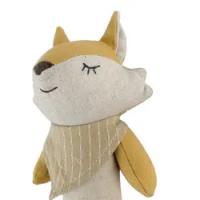 Beau hochet nouveau-né de Toy Custom Linen Baby Fox d'édredon de la clochette EN71 avec Teether en bois