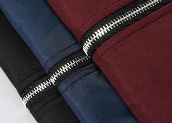 Burgundy Padded Mens Polyester Bomber Jacket Stirp Ribs Triacitate Coat Twin Needle Stitch