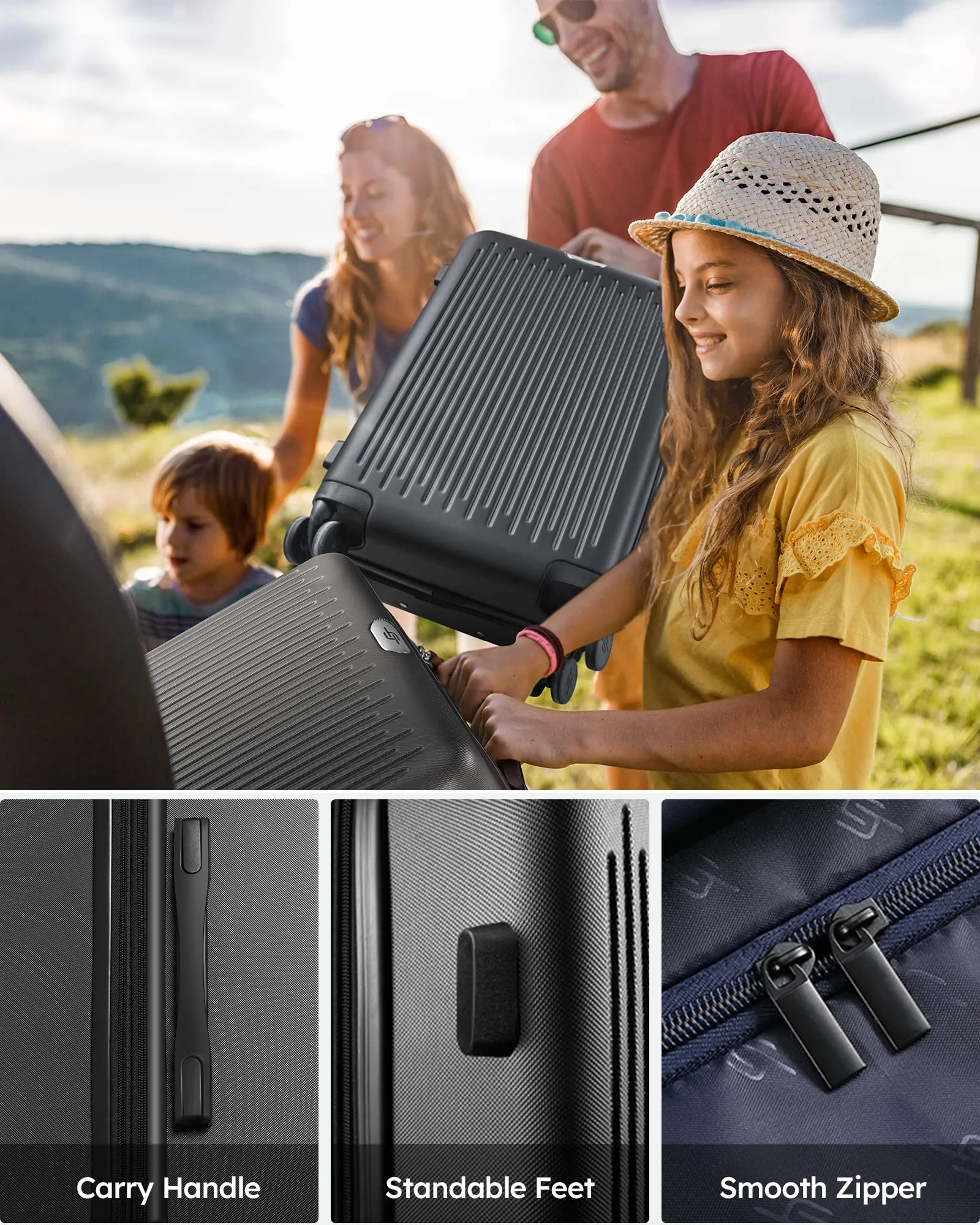 ПК набора багажа вагонетки перемещения 3pcs Unisex продолжает большую емкость