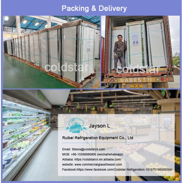 1000L Upright Freezer Showcase Supermarket Glass Door Cooler