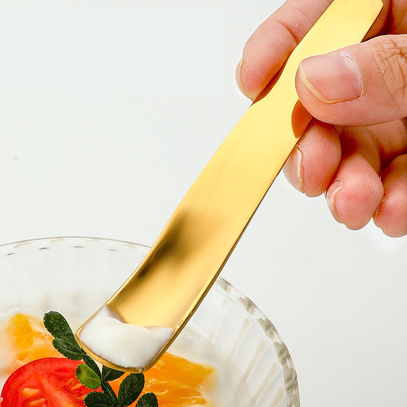 Flatware Sets SS304 Food Grade Small Spoon Ice Cream Gold Plated Stainless Steel Dessert Spoon