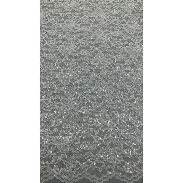 100% Polyester Embroidery Lusiate Sequin Lace Fabric Leafy Luxury Occasion Evening Fabric