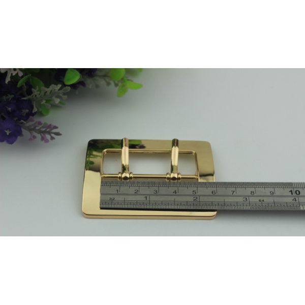 Handbag hardware accessories zinc alloy gunmetal color square 2 inch double pin belt buckle
