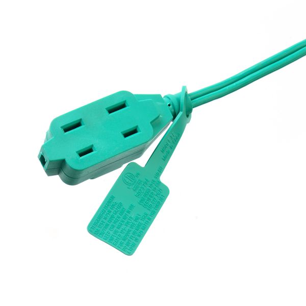 ETL 3 Outlet Brown Multiple Outlets SPT-2 14 Gauge 6FT 12FT 2 Prong Extension Cord Power Strip with Safety Cap Cover