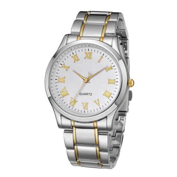 Stainless Steel Solid Band Mens Quartz Watch PVD Plated Gold 3 ATM Waterproof
