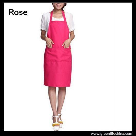 Plain stock aprons OEM rose color imprinted aprons for advertisment eco-friendly fabric