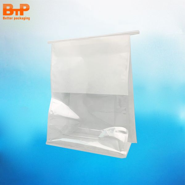 Customized Printed Side Gusset Type Seal Packaging Bag Flat Bottom Bags Toast Bread Bag With Clear Window