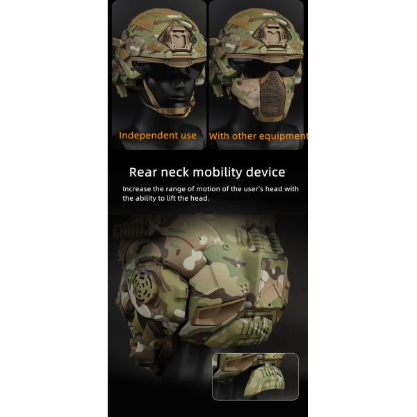 ABS Nylon Full Face Tactical Helmet For 52-62CM Head Circumference
