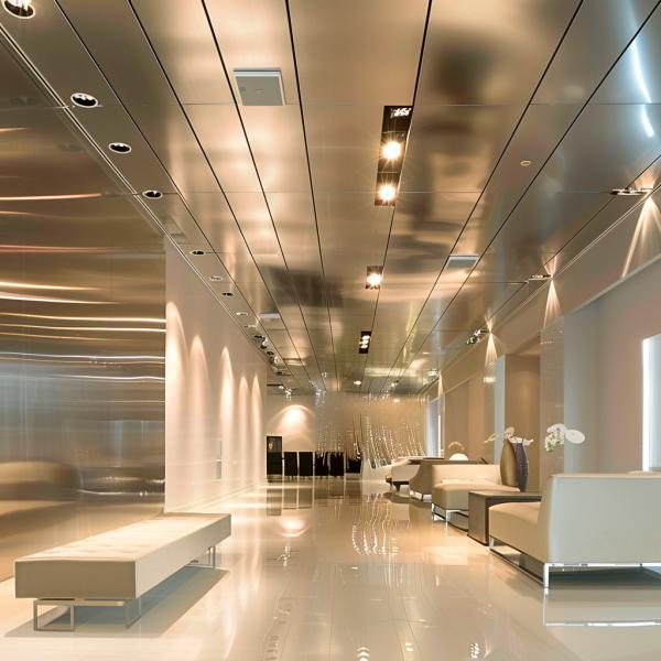Flat Panel Fire-Resistant Stainless Steel Ceiling In Matte Finish