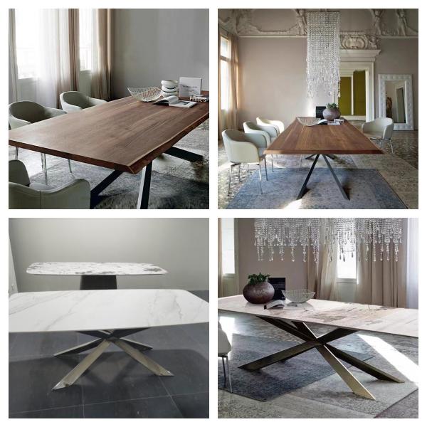 Wholesale luxury modern rectangular dining table set with wood top modern dining table set
