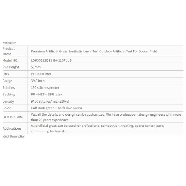 Premium Artificial Grass Synthetic Lawn Turf Outdoor 50mm Artificial Turf For Football Field