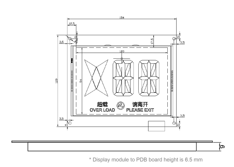 Изготовленный на заказ лифт LCD показывает монитор Lcd дисплея цифров Lcd для подъема