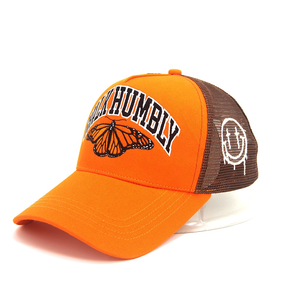 3D Embroidery Mesh Trucker Caps 100% Cotton Structured Customized