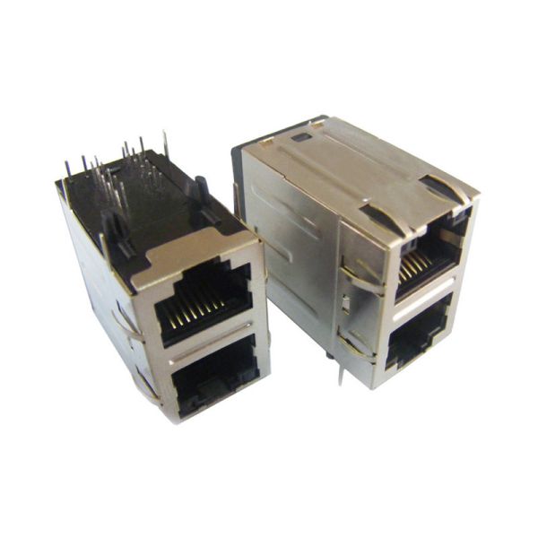 10/100 Base - T Dual RJ45 Jack 7.7kg Retention Strength Long Mating Cycles