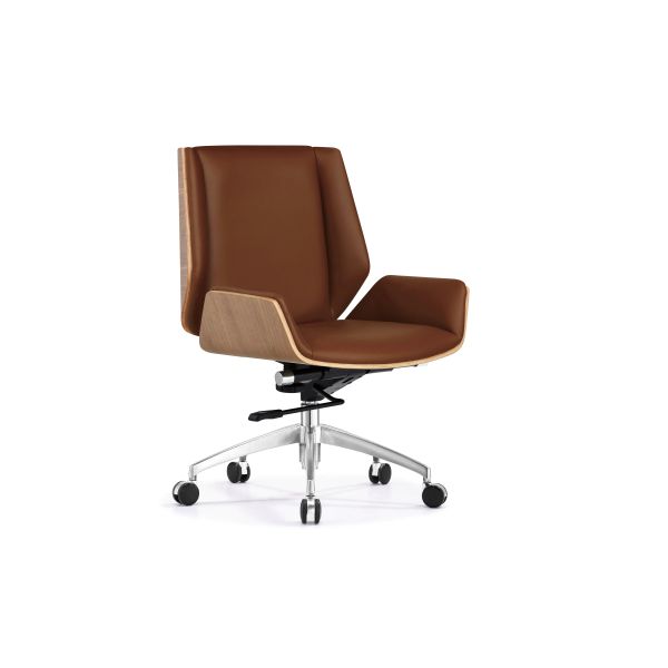 Brown Leather Task Ergonomic Home Office Chairs Leatherette Back ODM