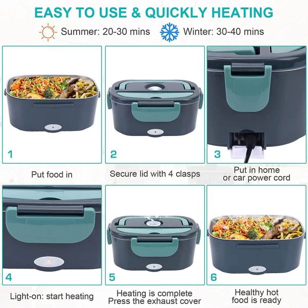 1L Heating Thermal Electric Lunch Box with 304 Stainless Steel Food Container
