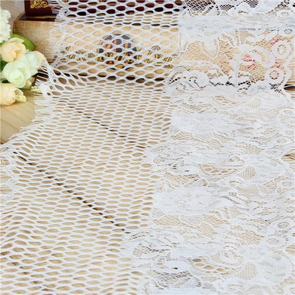2017 Newest Fashion style ivory border eyelash tassel dress trimming french lace trim wholesale