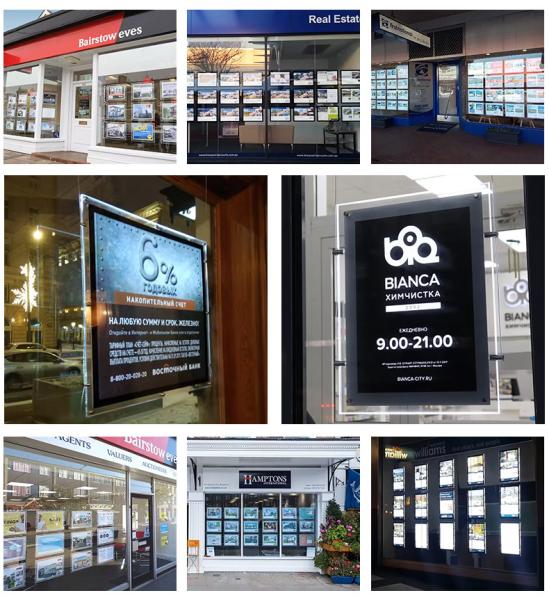 Imóveis Display Light Box Frame Backlit Publicidade Acrílica Crystal Lightbox