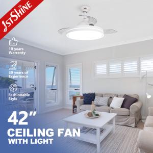 Ventilador de teto LED de níquel de cetim de 42 polegadas com lâminas dobráveis
