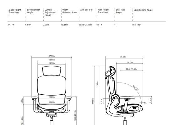 H2 Ergonomic Office Chair with 4.0 Dual-Back Design for Dynamic Spinal Support and Multiple Size Options