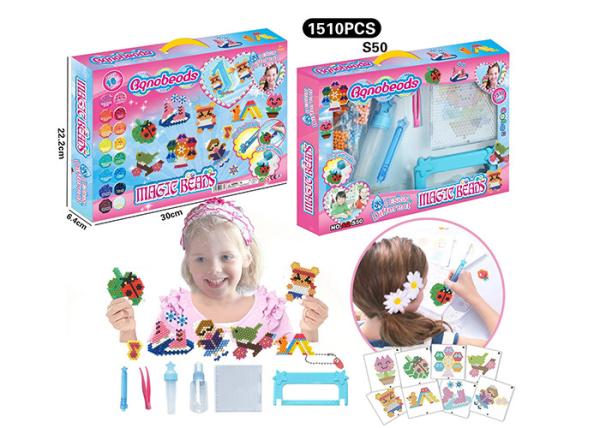 Pink Red Arts And Crafts Toys , 1000 Pcs Magic Plastic Toy Beads For Kids