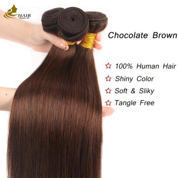 4# Color Chocolate Brown Straight Bundle Human Hair Bundles Weft