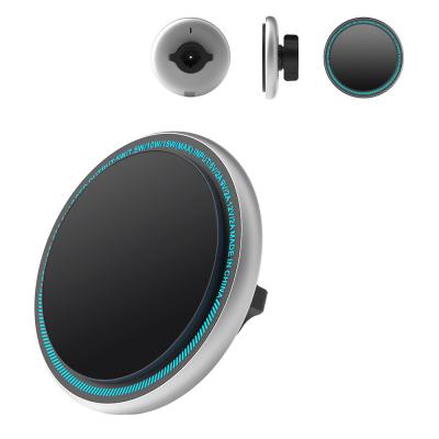 Stylish And Durable Metal Magnetic Car Phone Holder Wireless Charger With Running Light For Iphone
