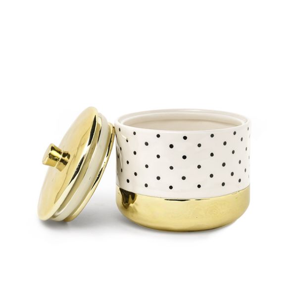 Современный герметичный чай Сахар Кофе Консервы для хранения пищи Сборник с золотой крышкой Красочные керамические контейнеры