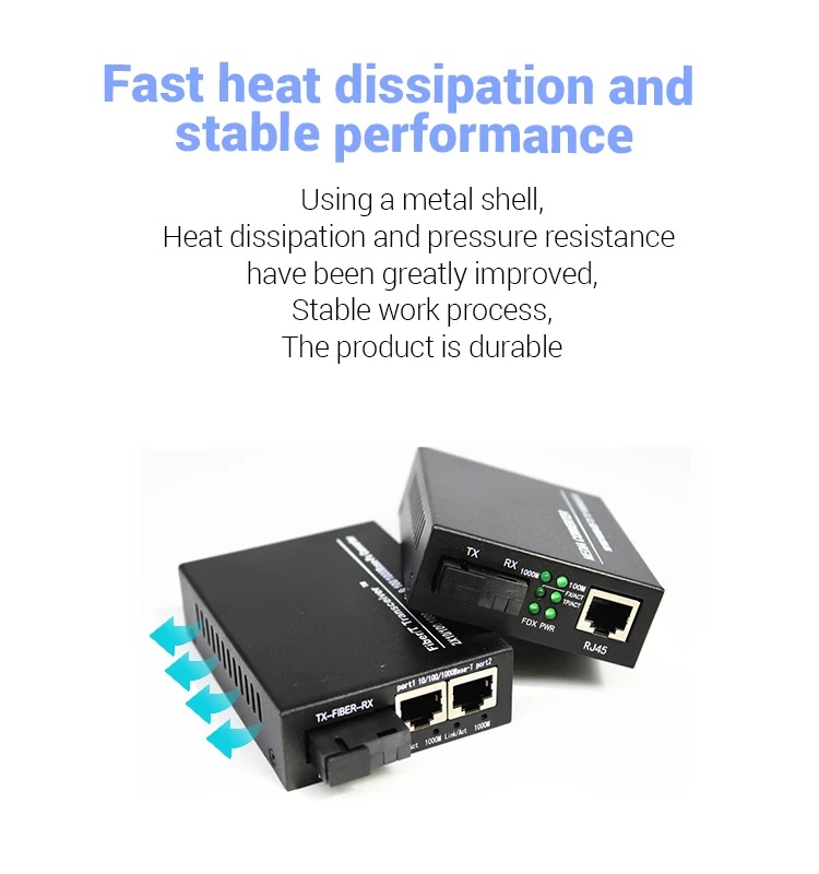 10 Волоконно-оптическое оборудование 310nm 1550nm 10/100M 20km RJ45 SC Connector Optical Wired LAN Media Converter