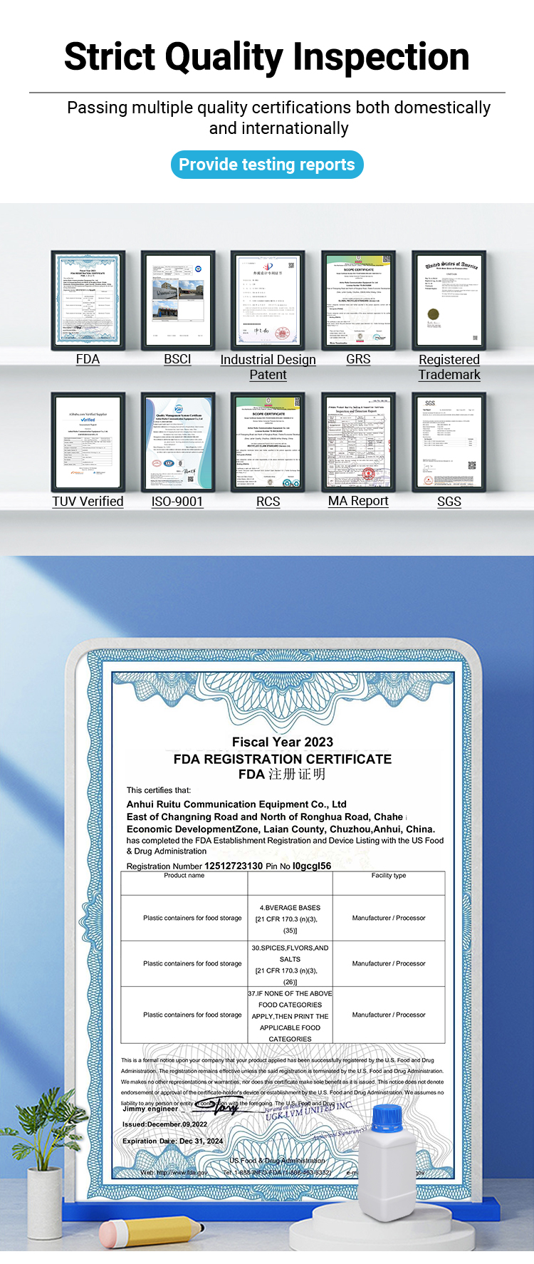 250 мл белый квадратный переработанный химический реагент бутылка HDPE пластиковые лабораторные бутылки