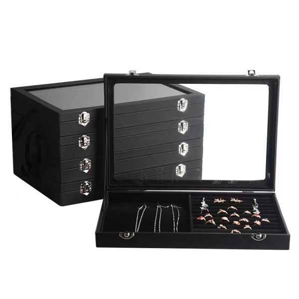 Custom Logo Accepted PU Leather Jewelry Holder for Necklace Rings Earrings Storage
