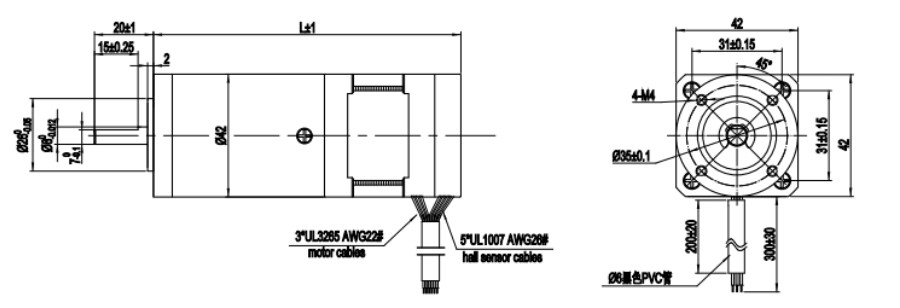 Коробки передач мотора планетарной шестерни Dc 42BLY01A-002AG5 Nema17 мотор малошумной безщеточный